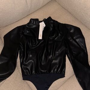 Black leather bodysuit